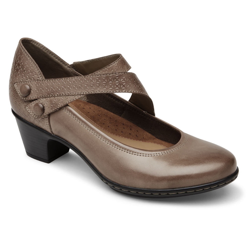 Rockport Singapore Womens Wedges - Cobb Hill Kailyn Asymmetrical Mary Jane Brown - TL3694807